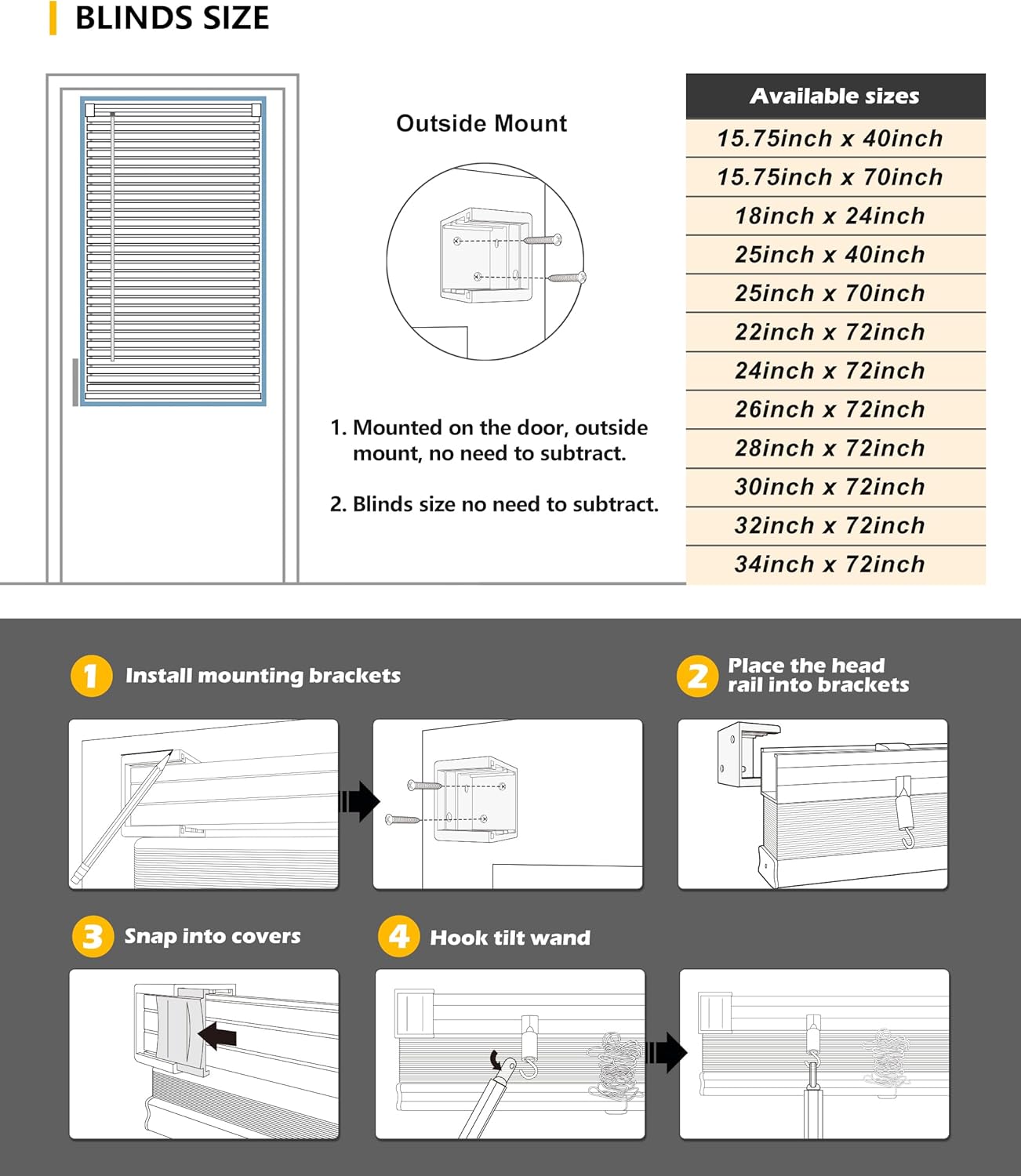 LazBlinds 1 Vinyl Mini Blinds for Doors, Cordless French Door Blinds for Privacy, Light Filtering Privacy Horizontal Shades for Front Door Patio Sidelight Glass Door, 34 W x 72 H, White